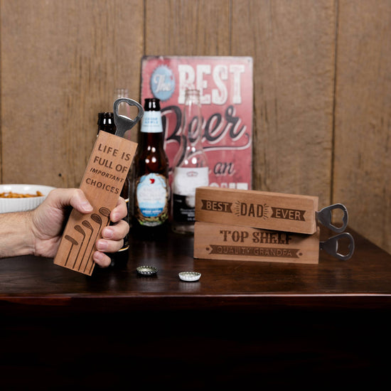 Load image into Gallery viewer, Best Dad Ever - 2&amp;quot; x 7&amp;quot; Wooden Bottle Opener
