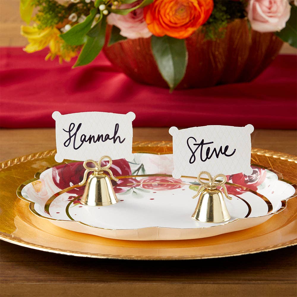 Gold Kissing Bells Place Card/Photo Holder (Set of 24)