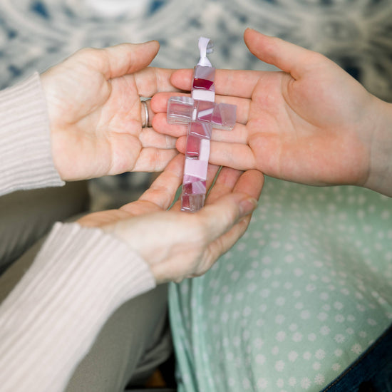 Load image into Gallery viewer, First Communion Cross For Girl: Handmade Glass
