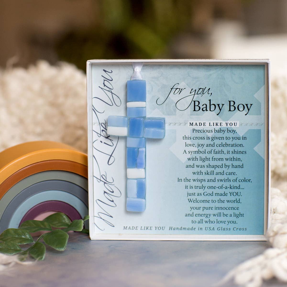 Baby Boy Gift: Handmade Mosaic Glass Cross