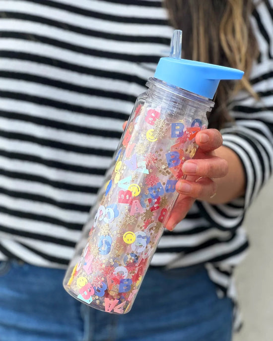 Load image into Gallery viewer, Little Letters Confetti Water Bottle with Straw
