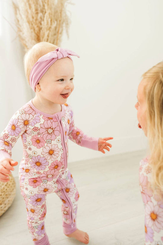 Powerful in Pink (Flower) Bamboo baby pajamas convertible Romper