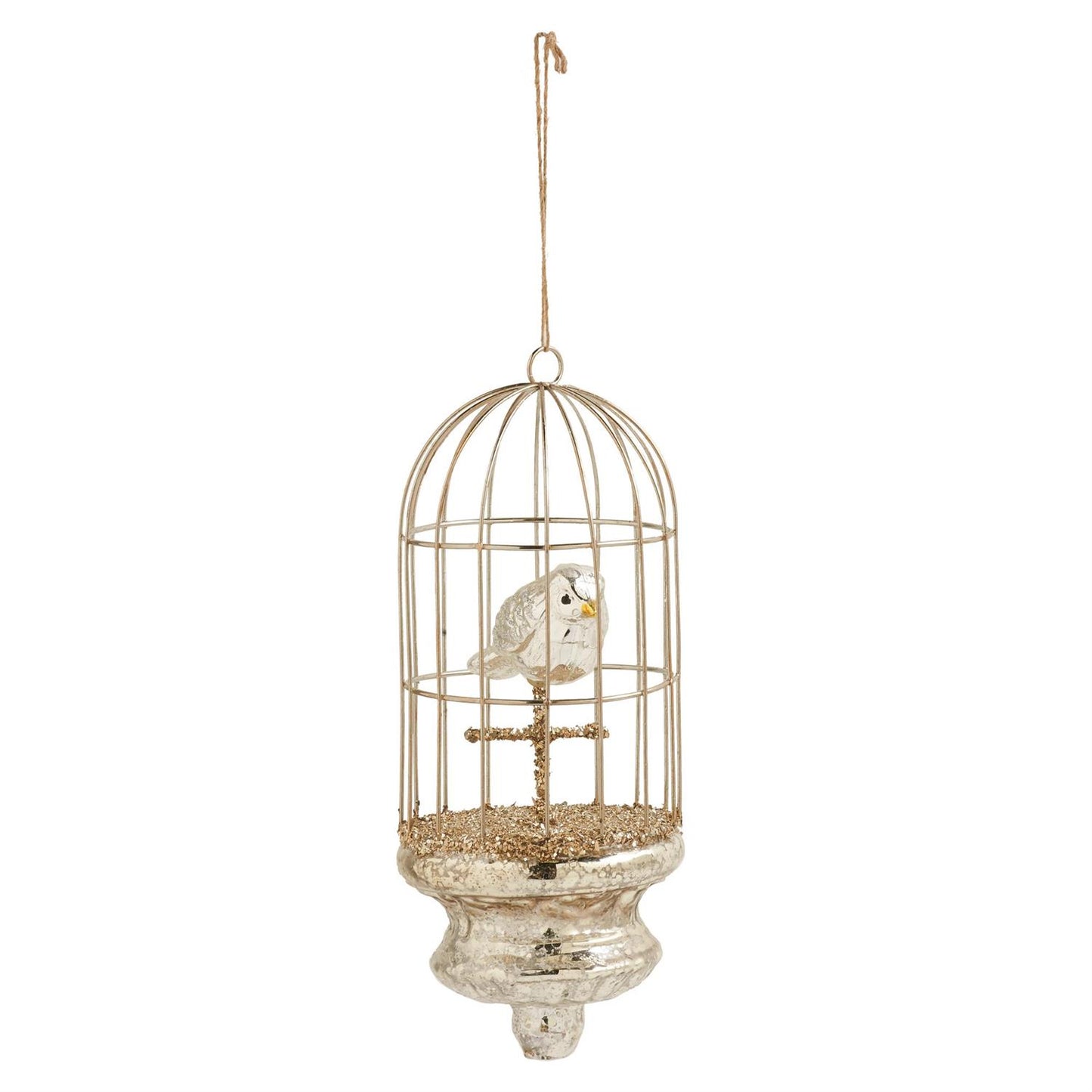 7.5 Inch Mercury Glass Birdcage Ornament