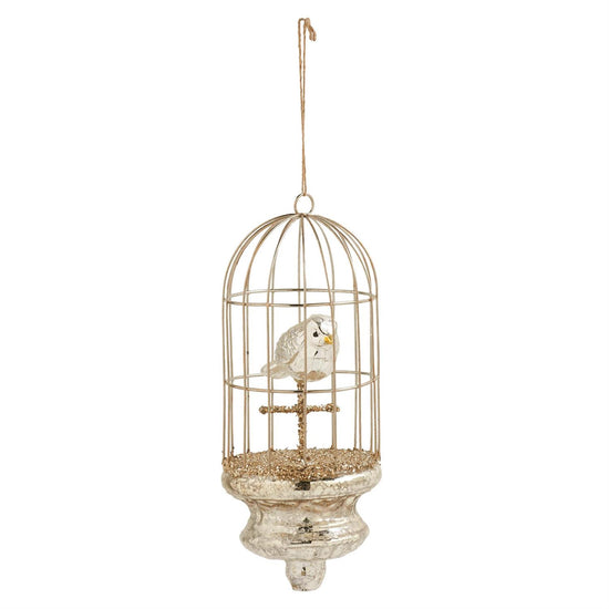 7.5 Inch Mercury Glass Birdcage Ornament