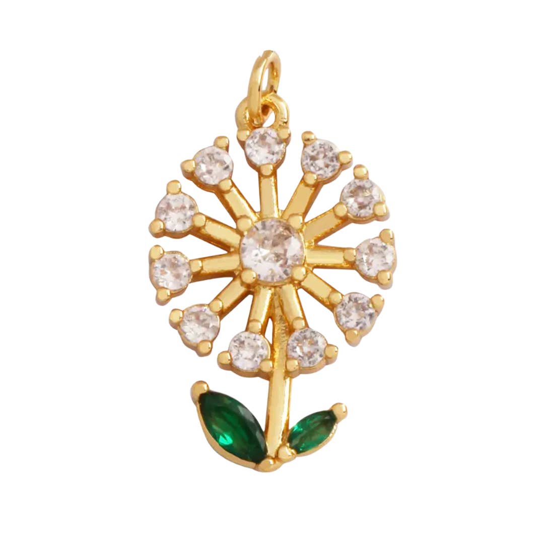 Large Dandelion Pave Charm for Charm Bar & Charm Necklaces