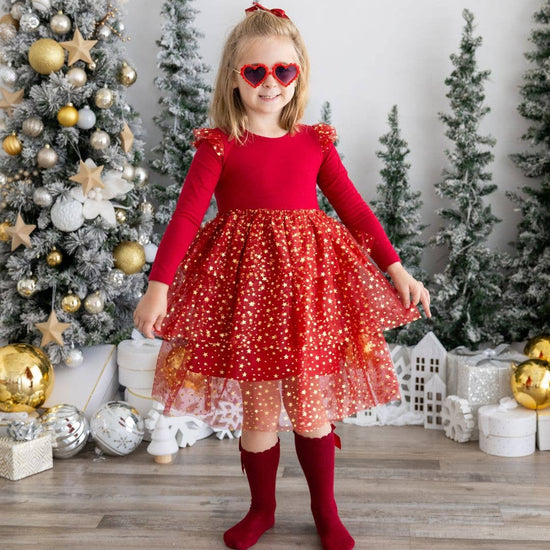 Load image into Gallery viewer, Scarlett Shimmer Christmas Long Sleeve Tutu Dress
