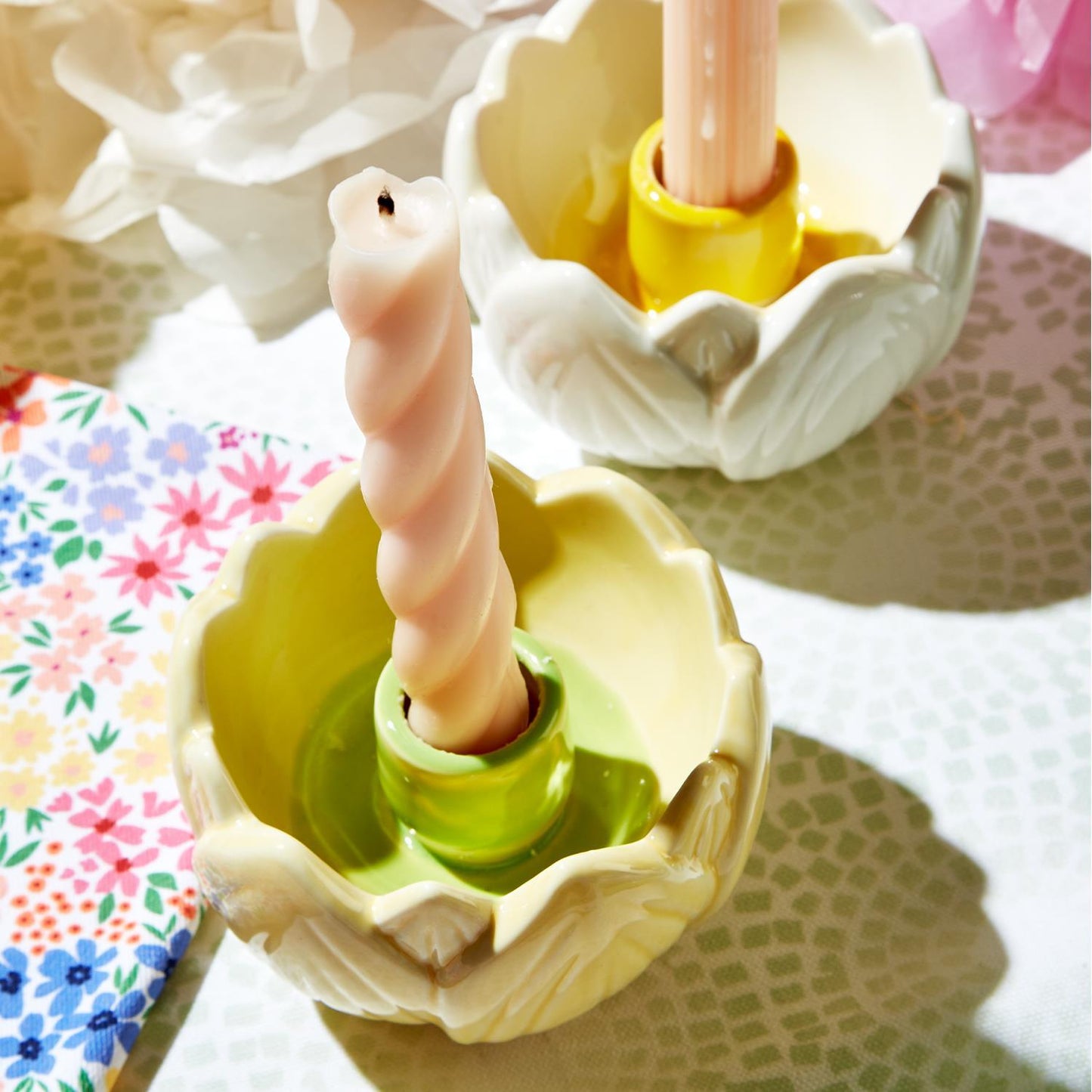 Full Bloom Hand Painted Porcelain Taper Candle Holder