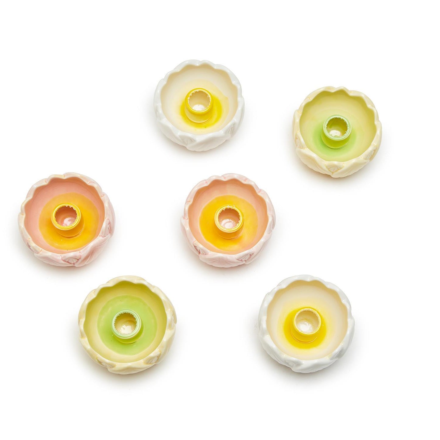 Full Bloom Hand Painted Porcelain Taper Candle Holder