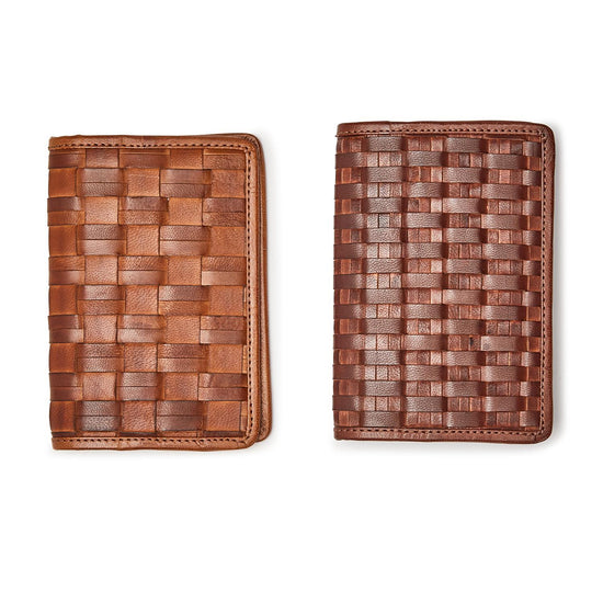 Chestnut Woven Leather Passport Holder