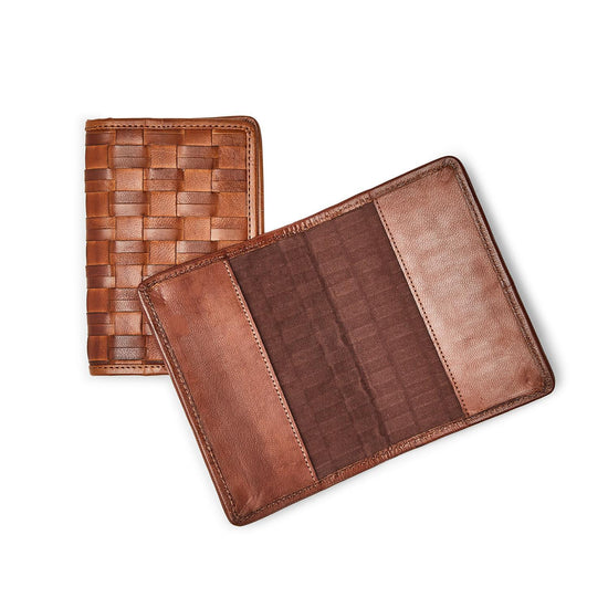 Chestnut Woven Leather Passport Holder