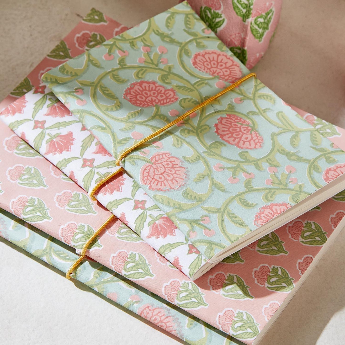 Lg Floral Print Soft Cover Notebooks- Handmade with Recycled Paper