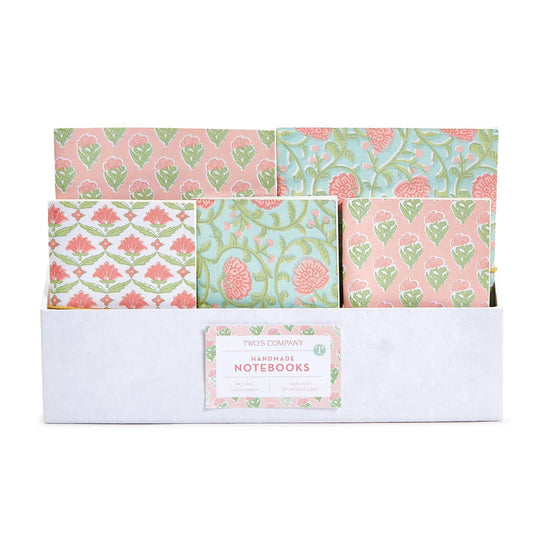 Load image into Gallery viewer, Small Floral Print Soft Cover Notebooks- Handmade with Recycled Paper
