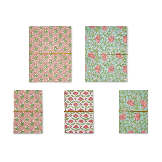 Load image into Gallery viewer, Small Floral Print Soft Cover Notebooks- Handmade with Recycled Paper
