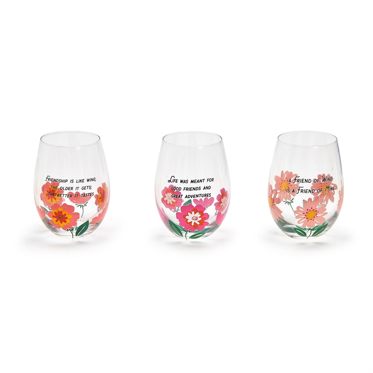 Friendship Stemless Wine Glass with Wish Bracelet