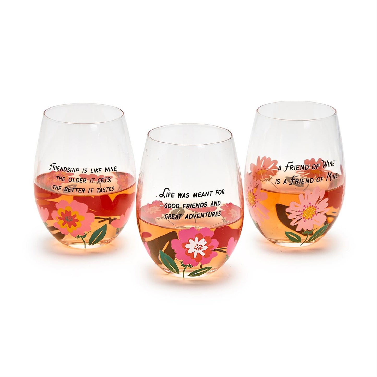 Friendship Stemless Wine Glass with Wish Bracelet