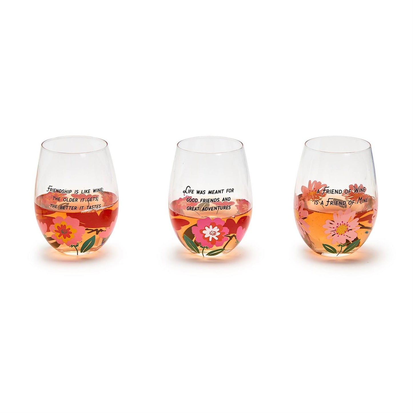Friendship Stemless Wine Glass with Wish Bracelet