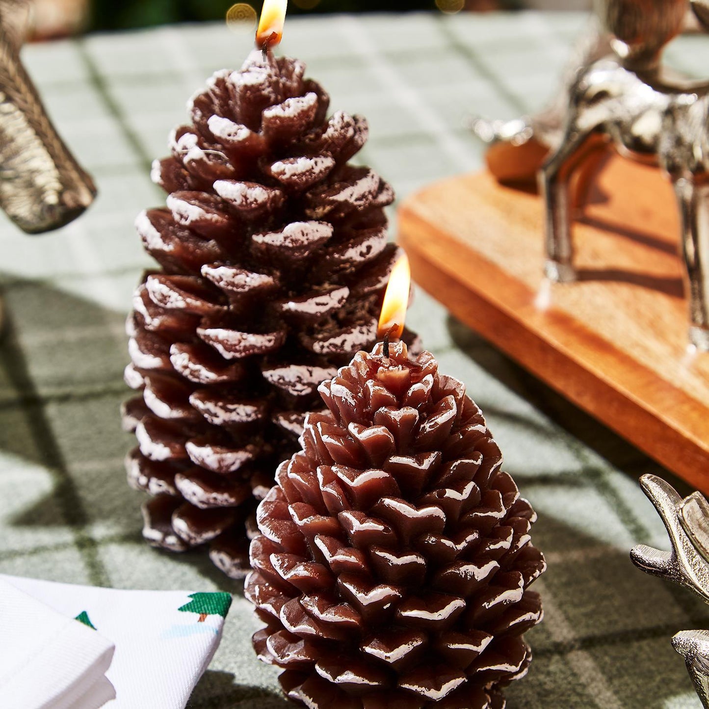 Hand Painted Snowed Pinecone Candles