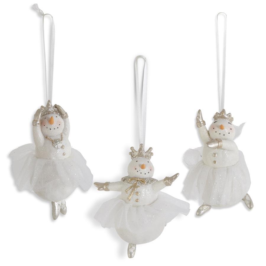 Glittered Snow Lady Ballerinas w/Tulle Tutu Ornaments