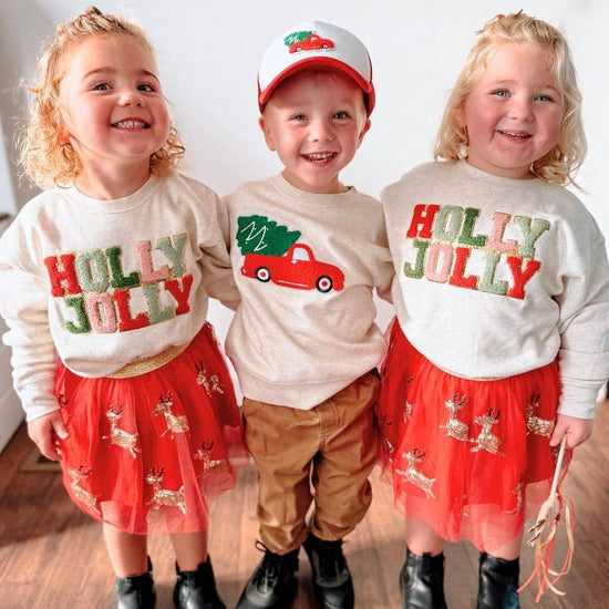 Load image into Gallery viewer, Reindeer Sequin Christmas Tutu - Kids Holiday Skirt
