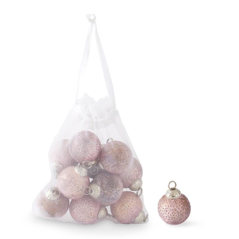 Bag of 12 1" Matte Pink Dot Embossed Glass