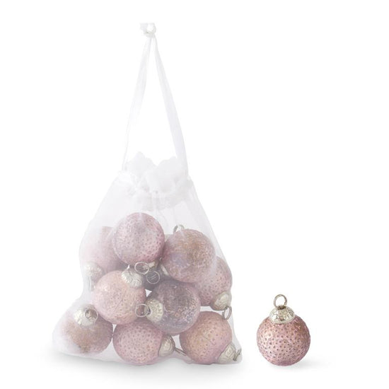 Bag of 12 1" Matte Pink Dot Embossed Glass