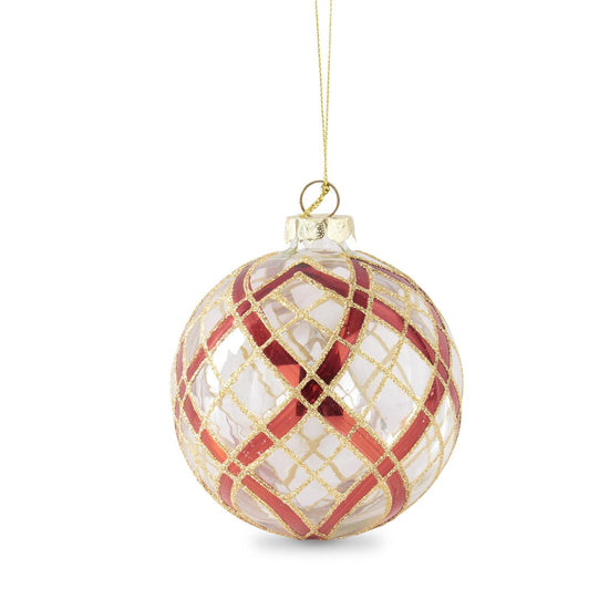 Load image into Gallery viewer, Clear Glass Ornaments w/Glittered Red
