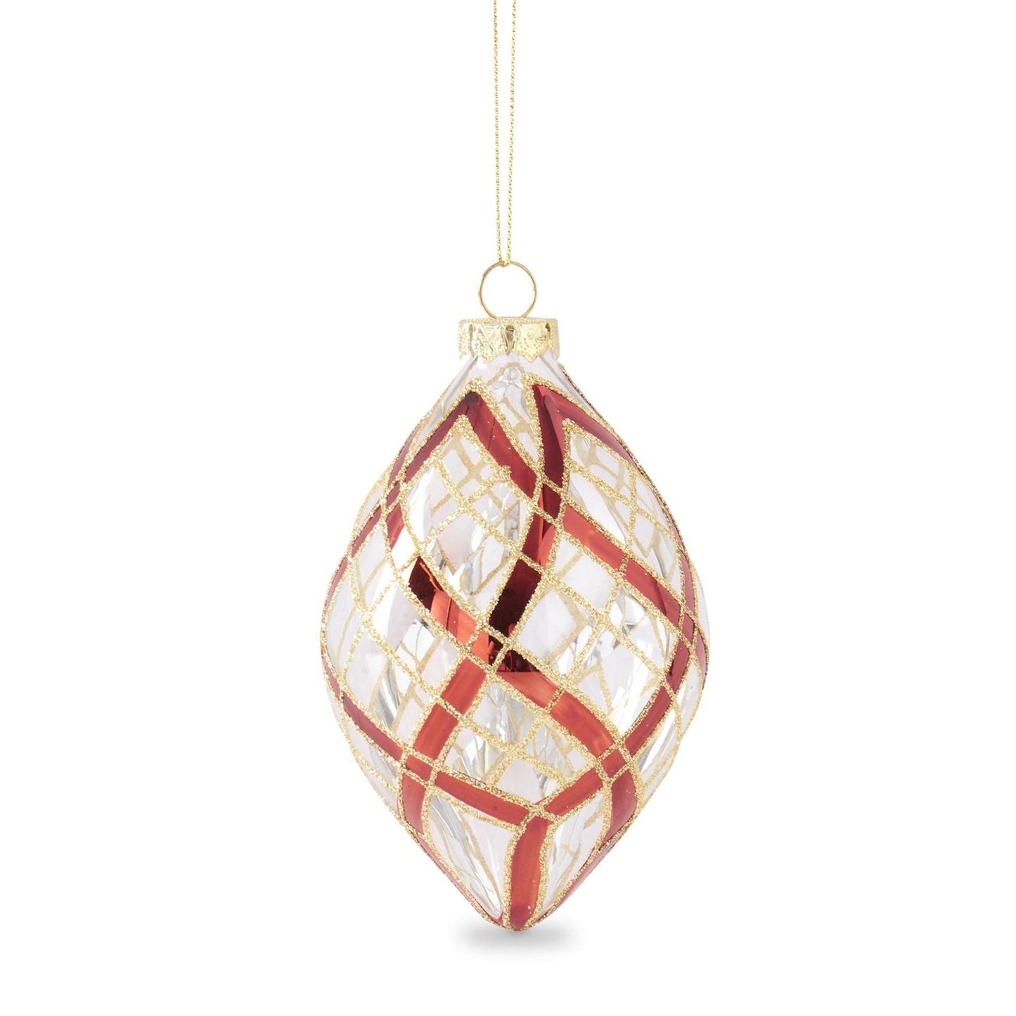 Clear Glass Ornaments w/Glittered Red