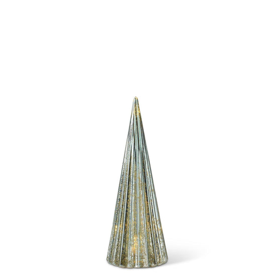 Load image into Gallery viewer, LED Sage Green Mercury Glass Ribbed Trees with Timer
