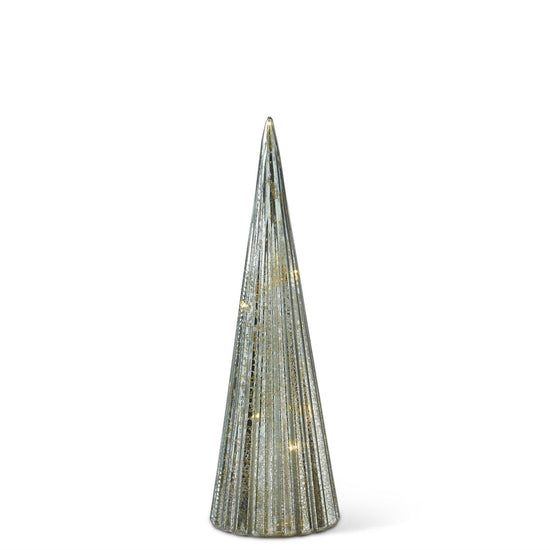 Load image into Gallery viewer, LED Sage Green Mercury Glass Ribbed Trees with Timer
