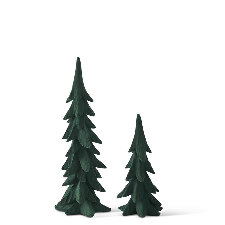 Set/2 Green Star Embossed Trees with Star Topper