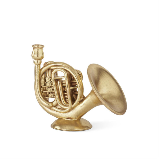 Load image into Gallery viewer, 11.5&amp;quot; French Horn Gold Foiled Taper Candleholder
