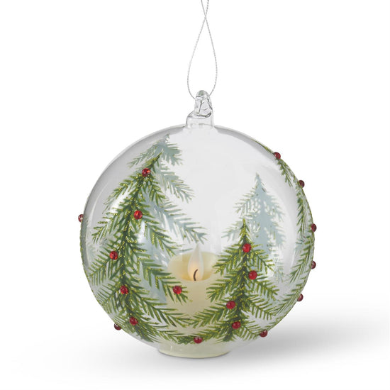6 Inch LED Clear Glass Ornament w/Jewels
