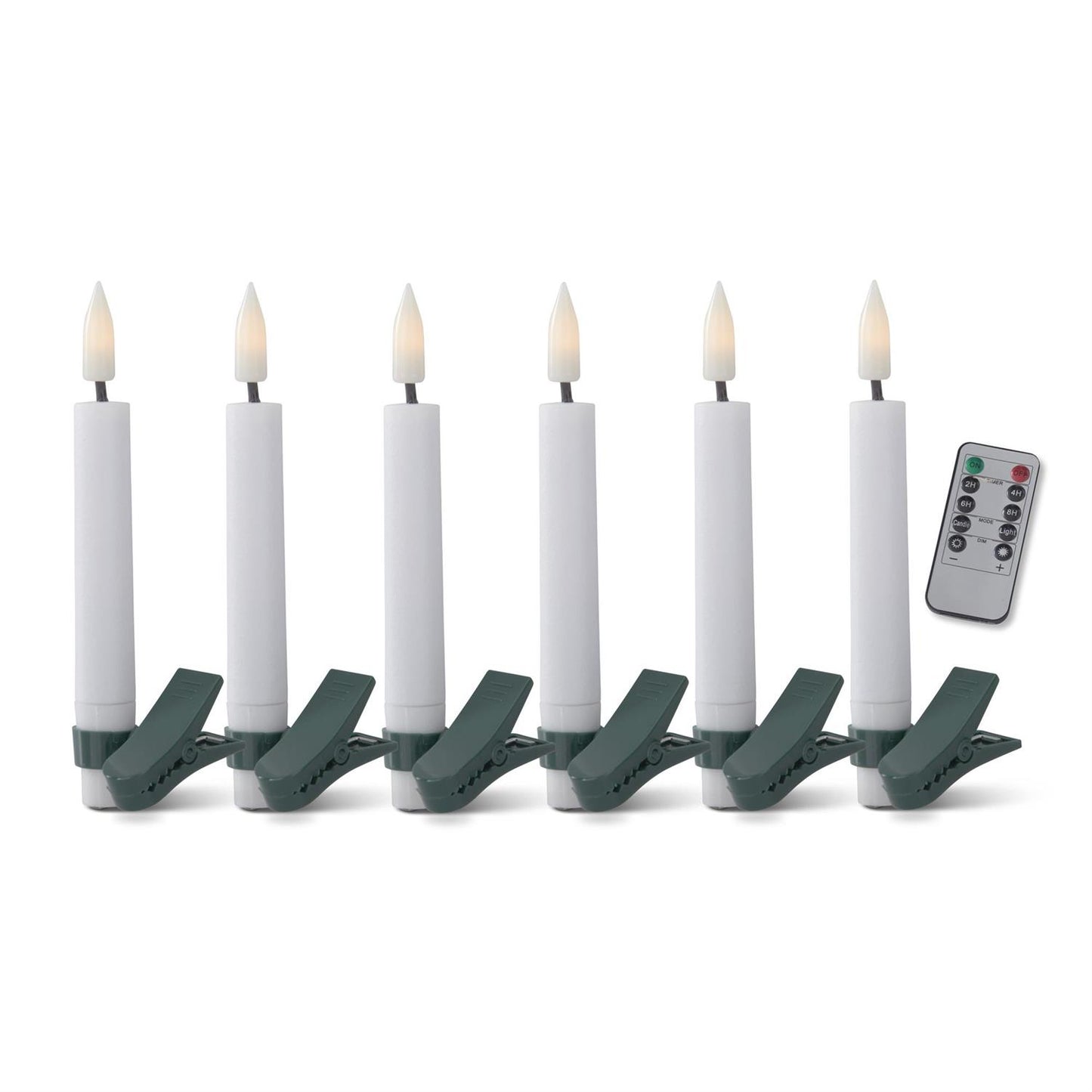 Set/6 Candles 5 Inch White LED with Clip & Remote