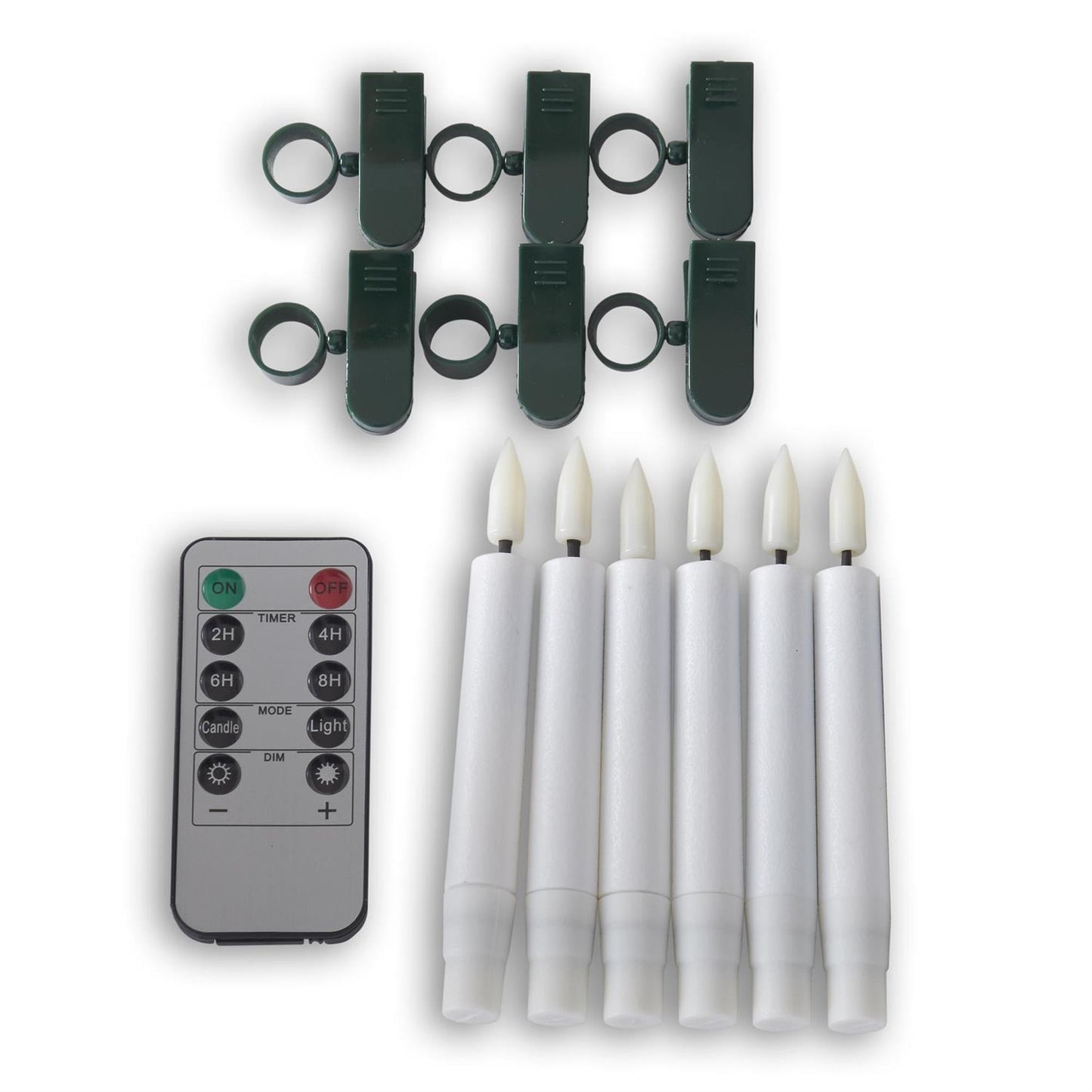 Set/6 Candles 5 Inch White LED with Clip & Remote