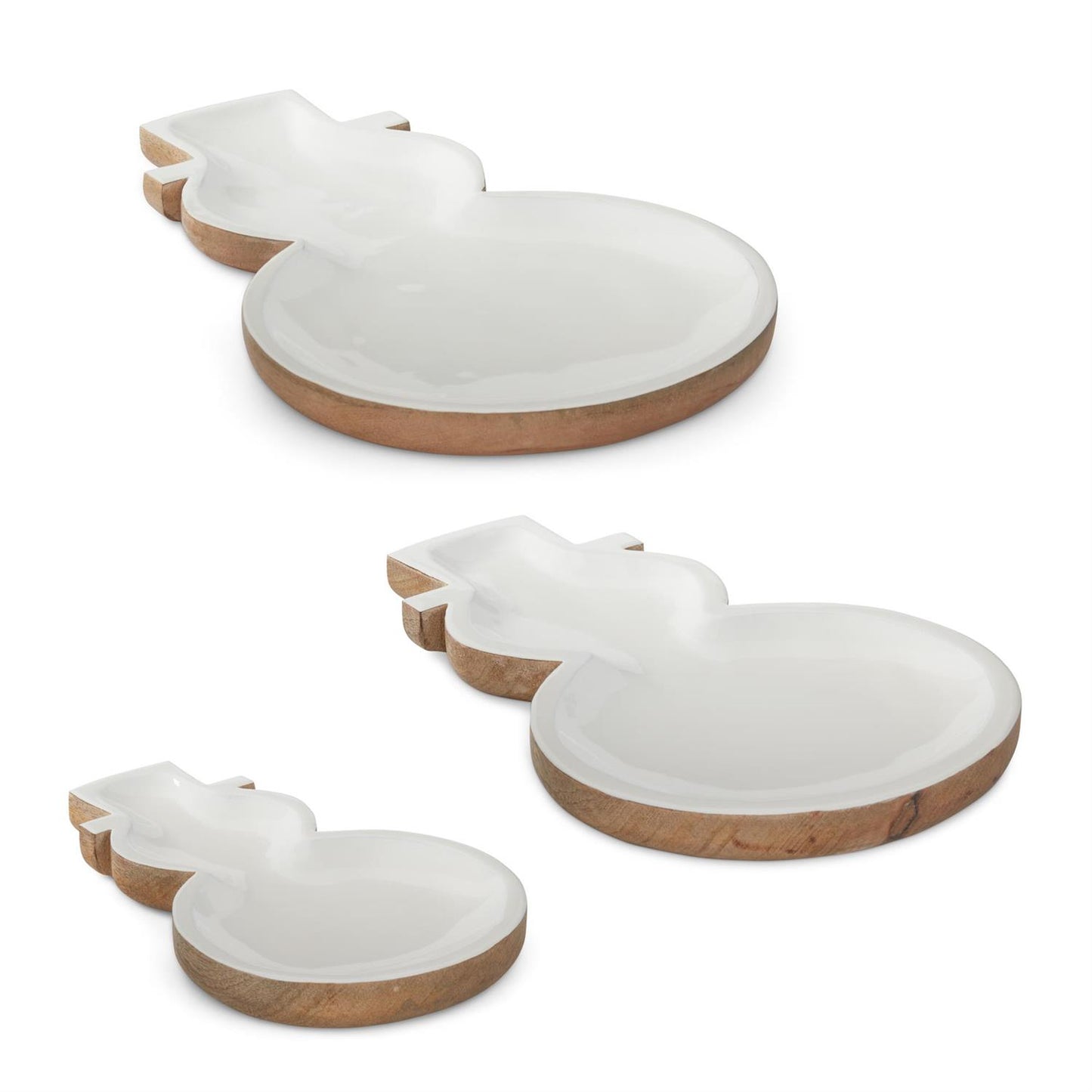 Set Of 3 Wooden Snowmen Trays