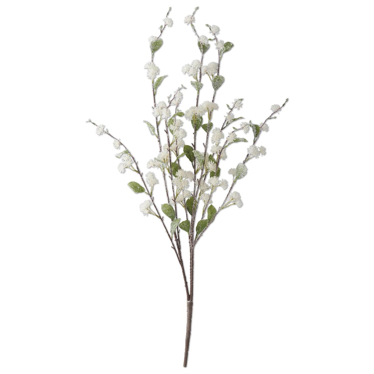 35 Inch Glittered Flocked Cream Blossom Spray