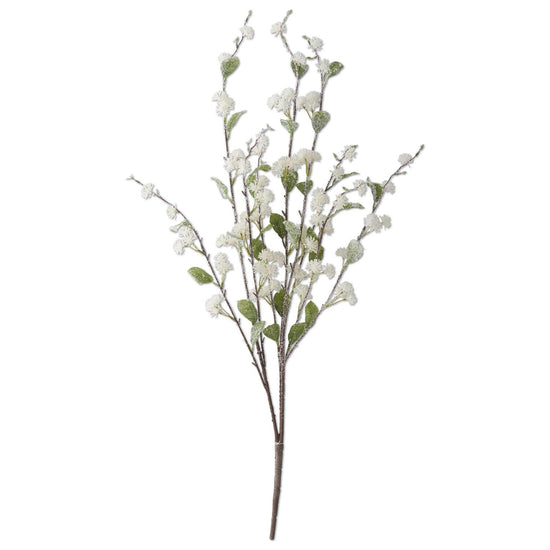 35 Inch Glittered Flocked Cream Blossom Spray