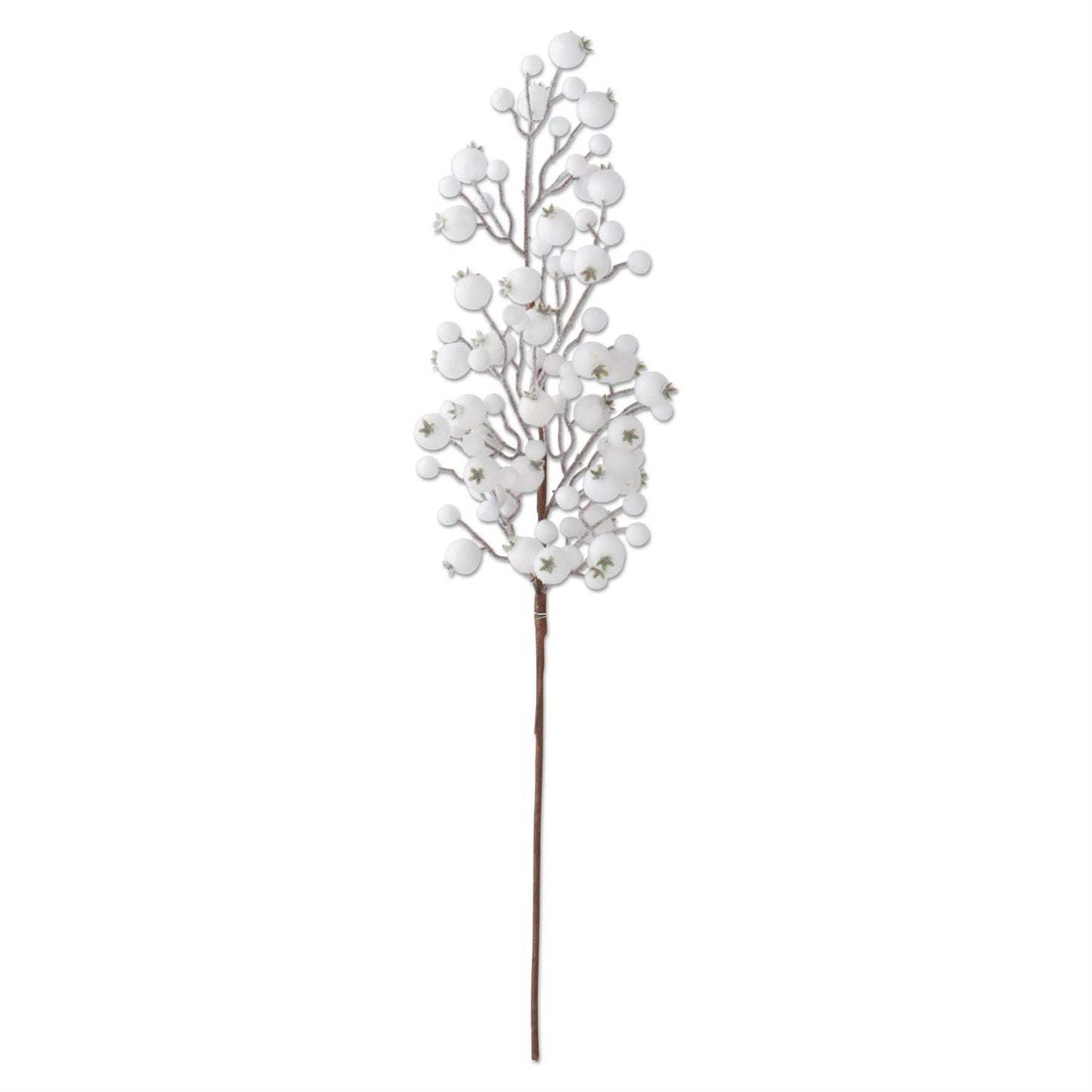 30 Inch Glittered & Flocked White Berry Stem