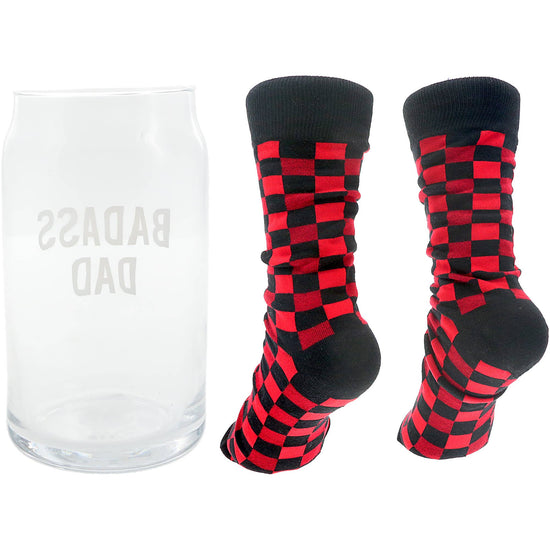 Load image into Gallery viewer, Badass Dad - 16 oz Beer Can Glass and Sock Set
