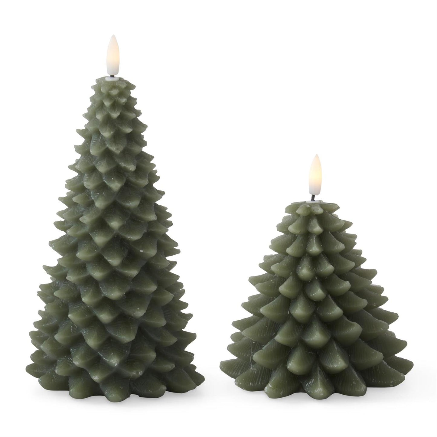 Green Wax Christmas Tree LED Candles