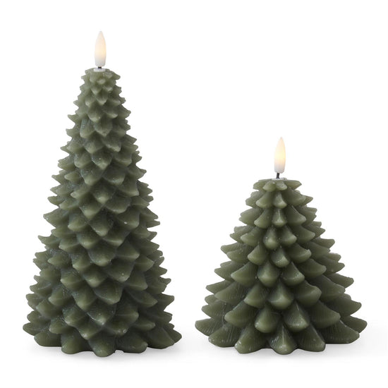 Green Wax Christmas Tree LED Candles