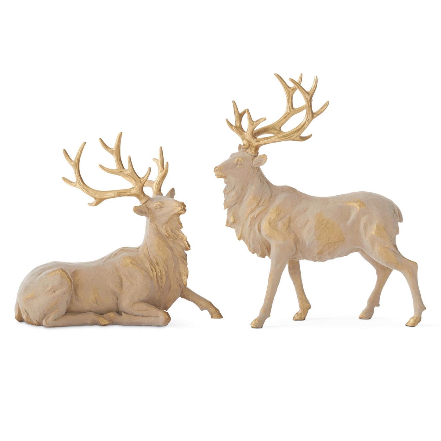 Tan & Gold Flocked Reindeer