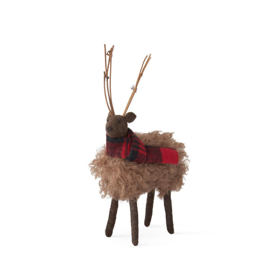 10 Inch Brown Wool Deer w/Stick Antlers