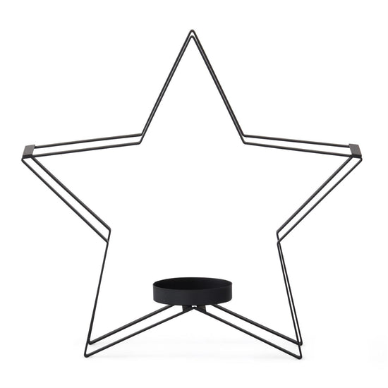 10.25 Inch Black Metal Star Votive Holder