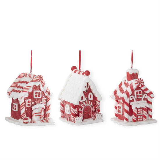 3.75 Inch Red and White Candy Cane House Ornaments