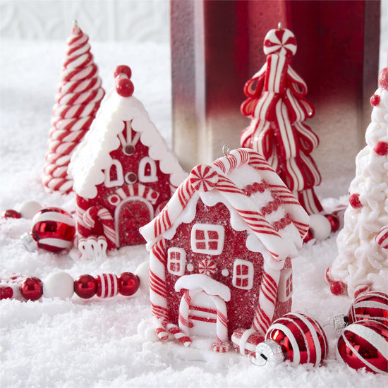 3.75 Inch Red and White Candy Cane House Ornaments