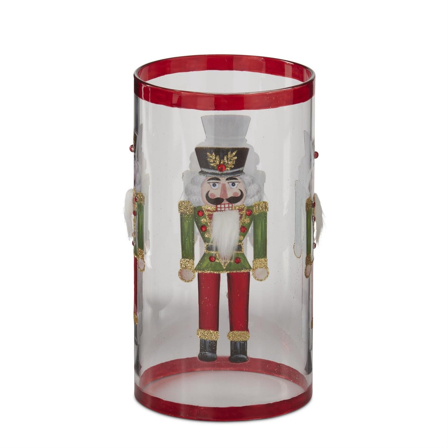7.75 Inch Clear Glass Nutcracker Candle Slip Cover