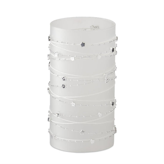 7.75 Inch Silver Embellished Candle Slip Cover