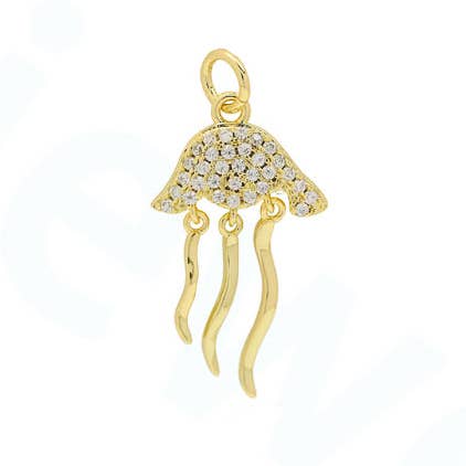 Zircon Jelly Fish Charm For Charm Necklace & Bracelet