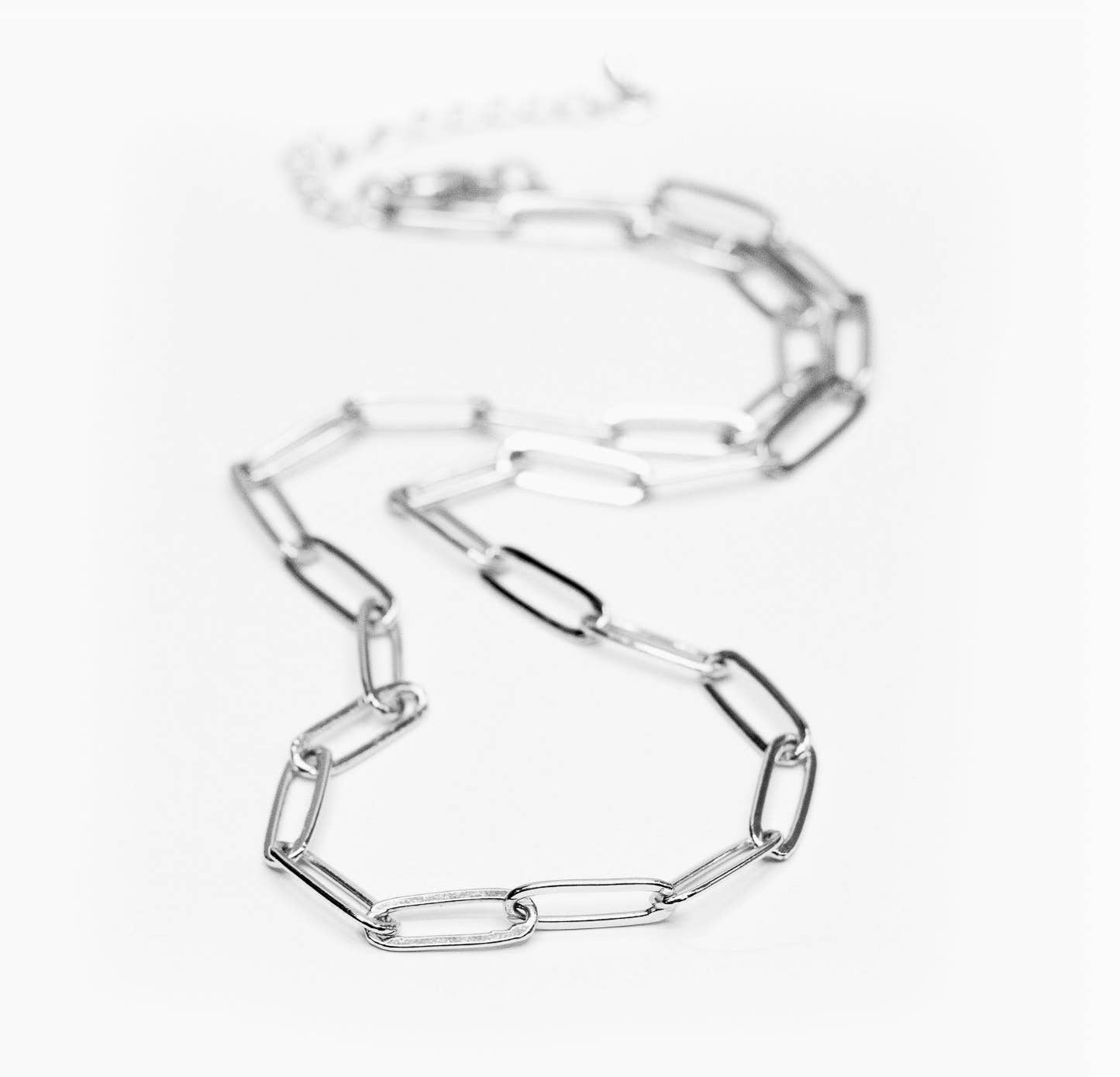 Silver Paperclip Chainlink Necklace : Small